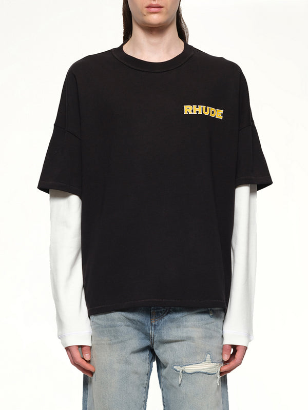 黑色/白色 Rhude Steel 双层 T 恤