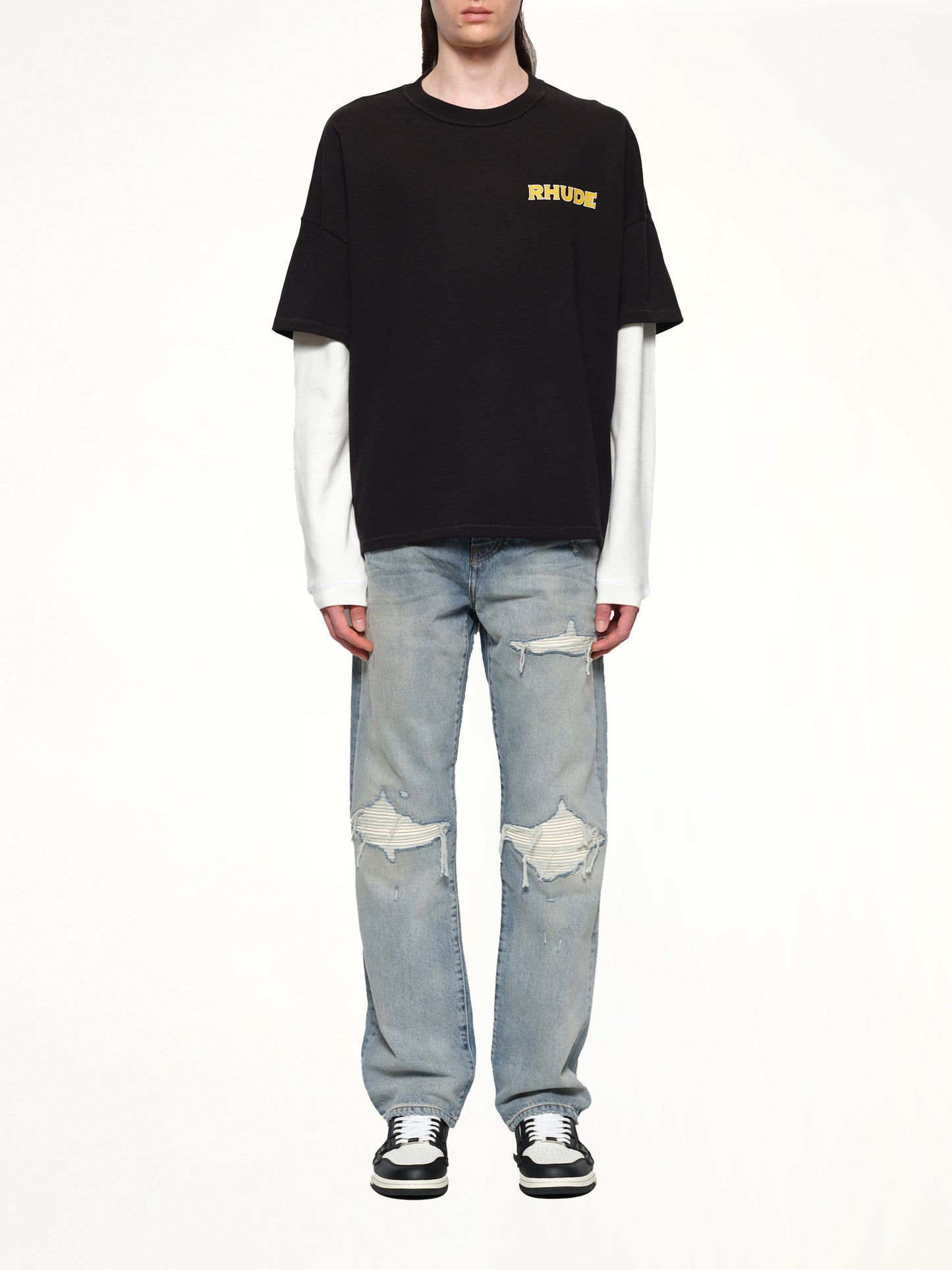 Rhude Steel Double-Layered T-Shirt in Black/White