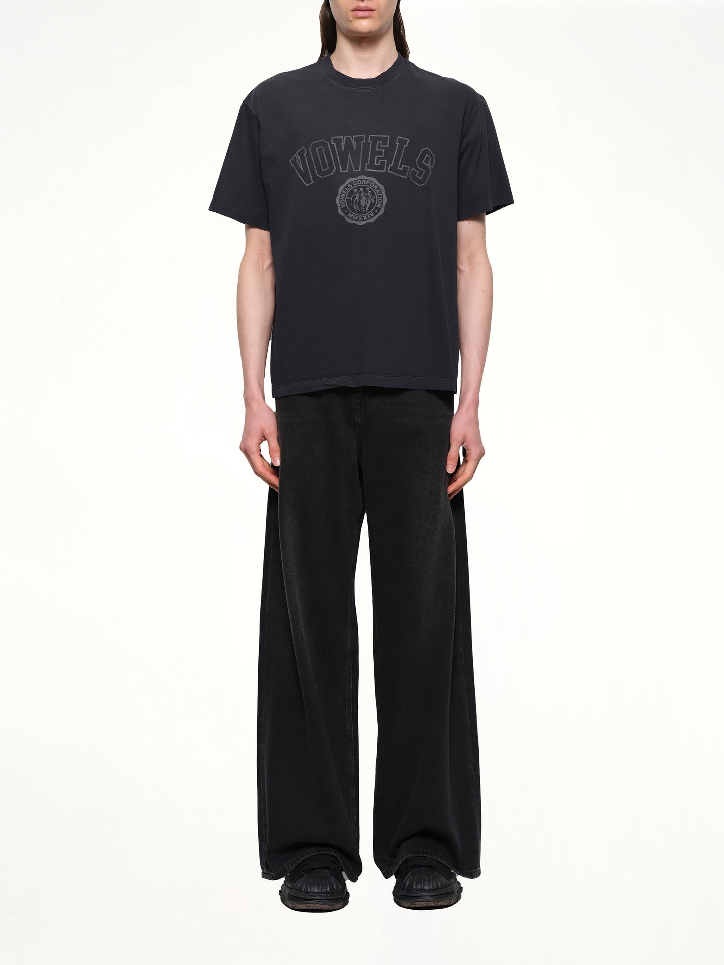 Faded Collegiate T-Shirt in Black