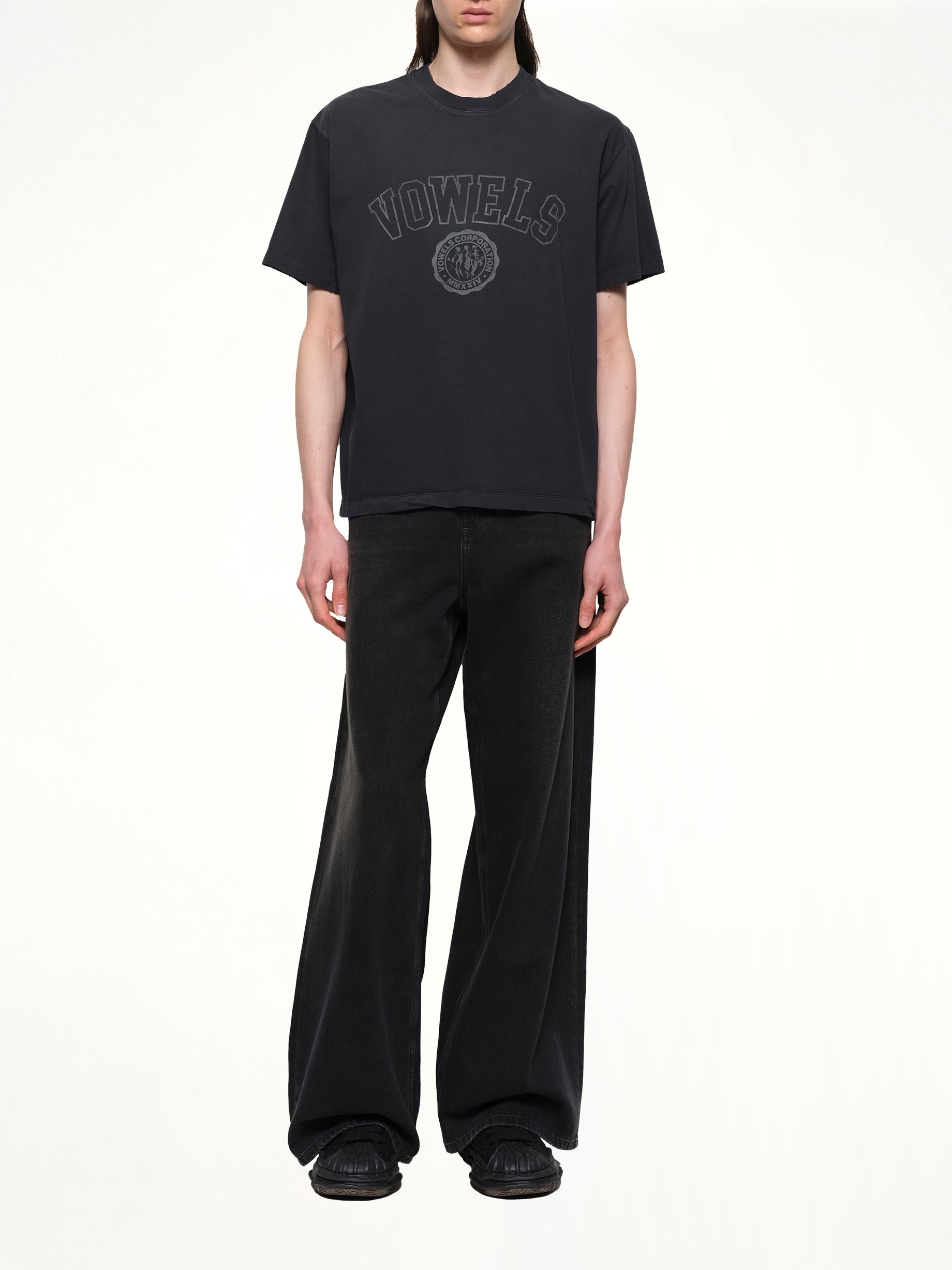 Faded Collegiate T-Shirt in Black