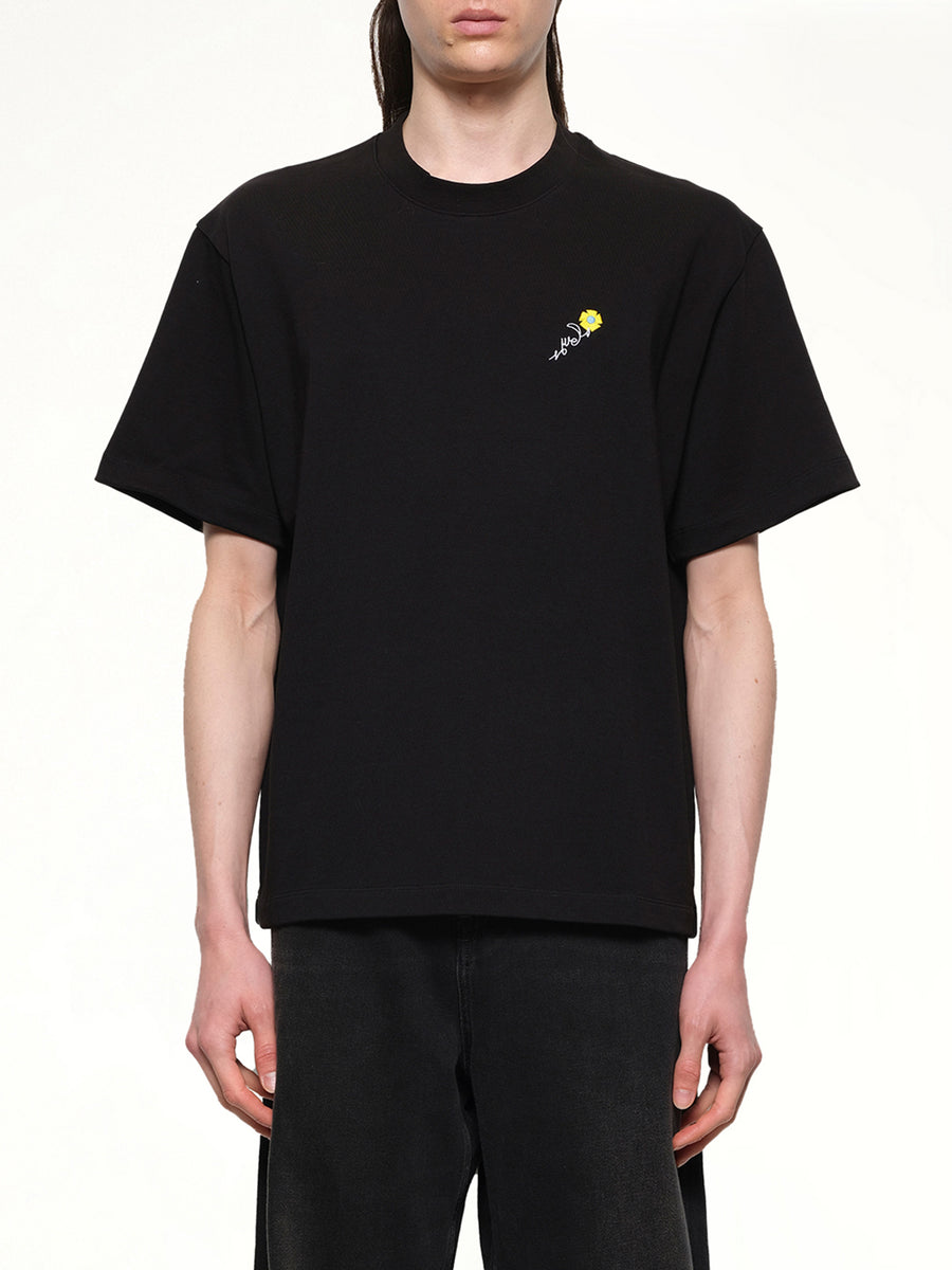 Floral Embroidered T-Shirt in Black