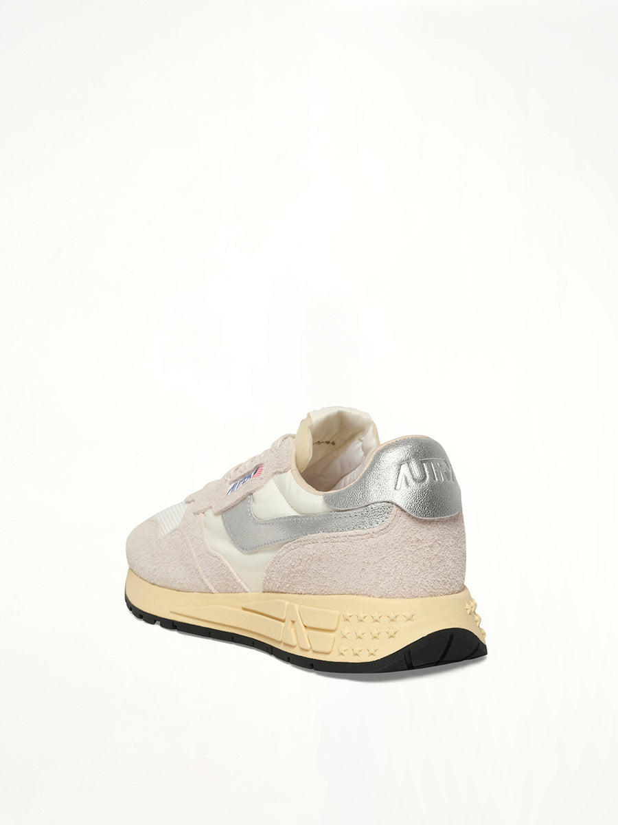 Reelwind Low Sneaker in White/Silver Back View | AUTRY