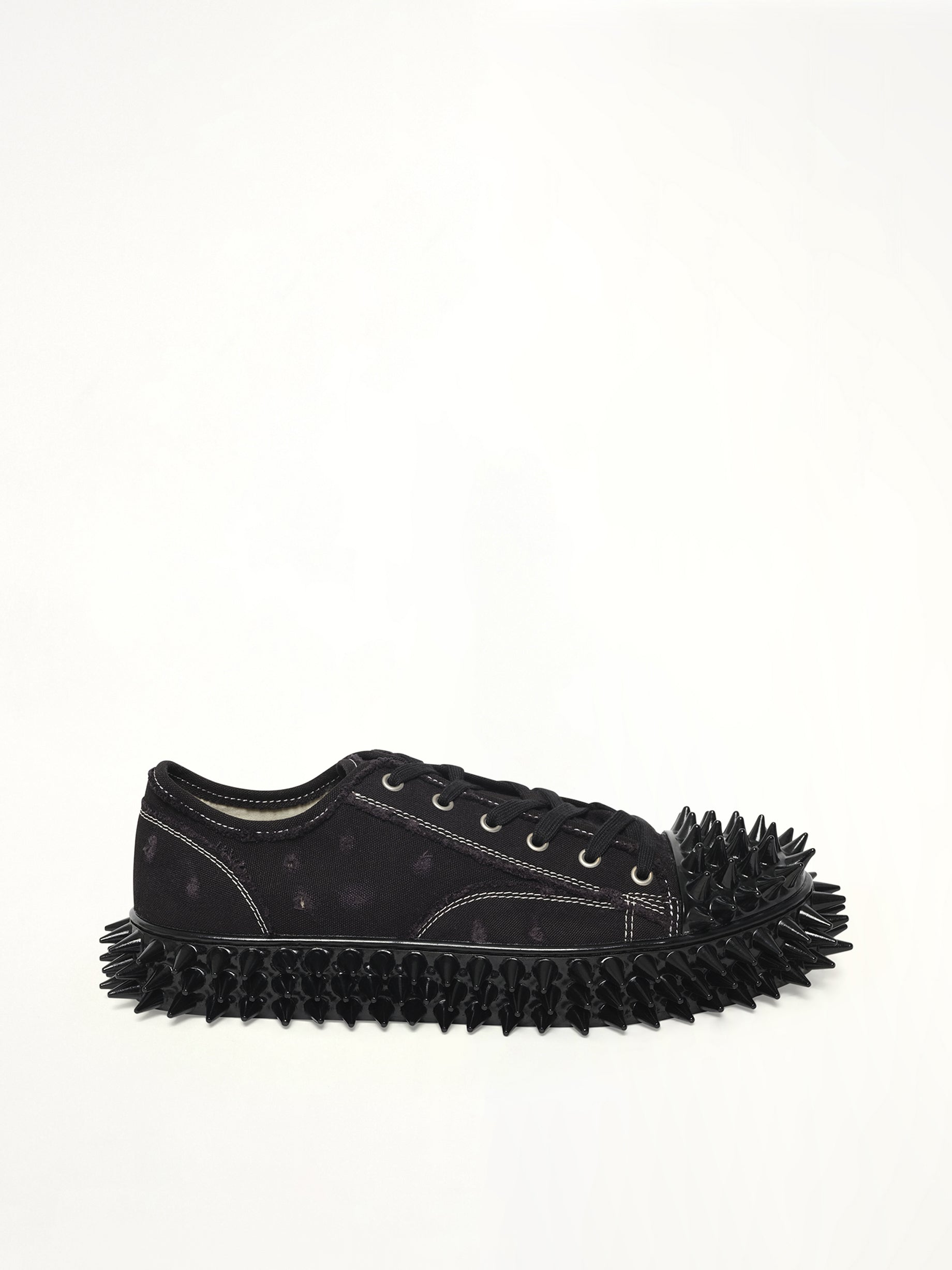 Spiky Canvas Sneaker in Black Side View | DOUBLET