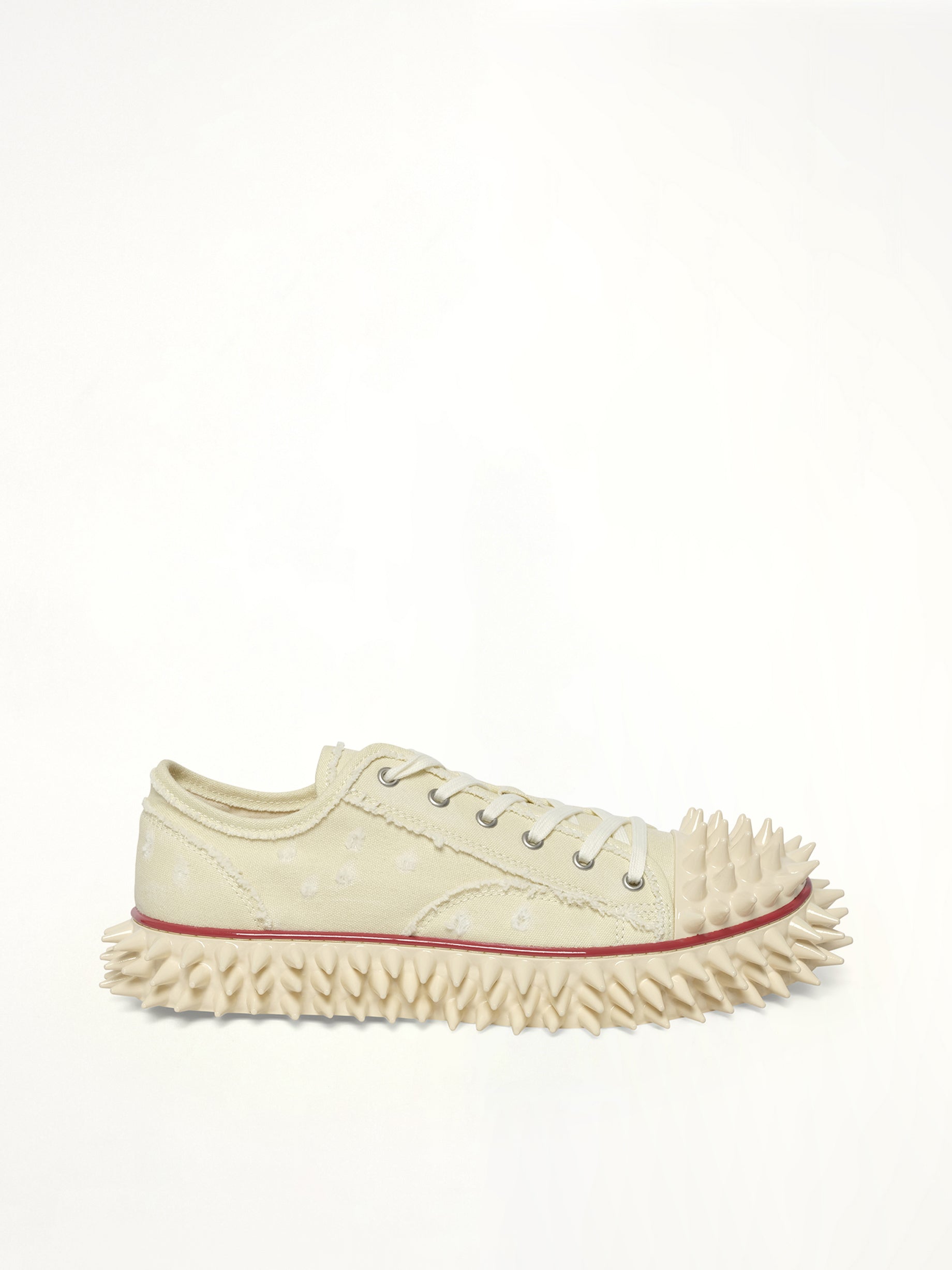 Spiky Canvas Sneaker in Ivory Side View | DOUBLET