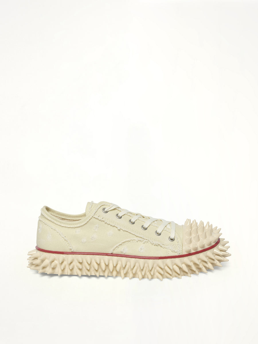 Spiky Canvas Sneaker in Ivory Side View | DOUBLET