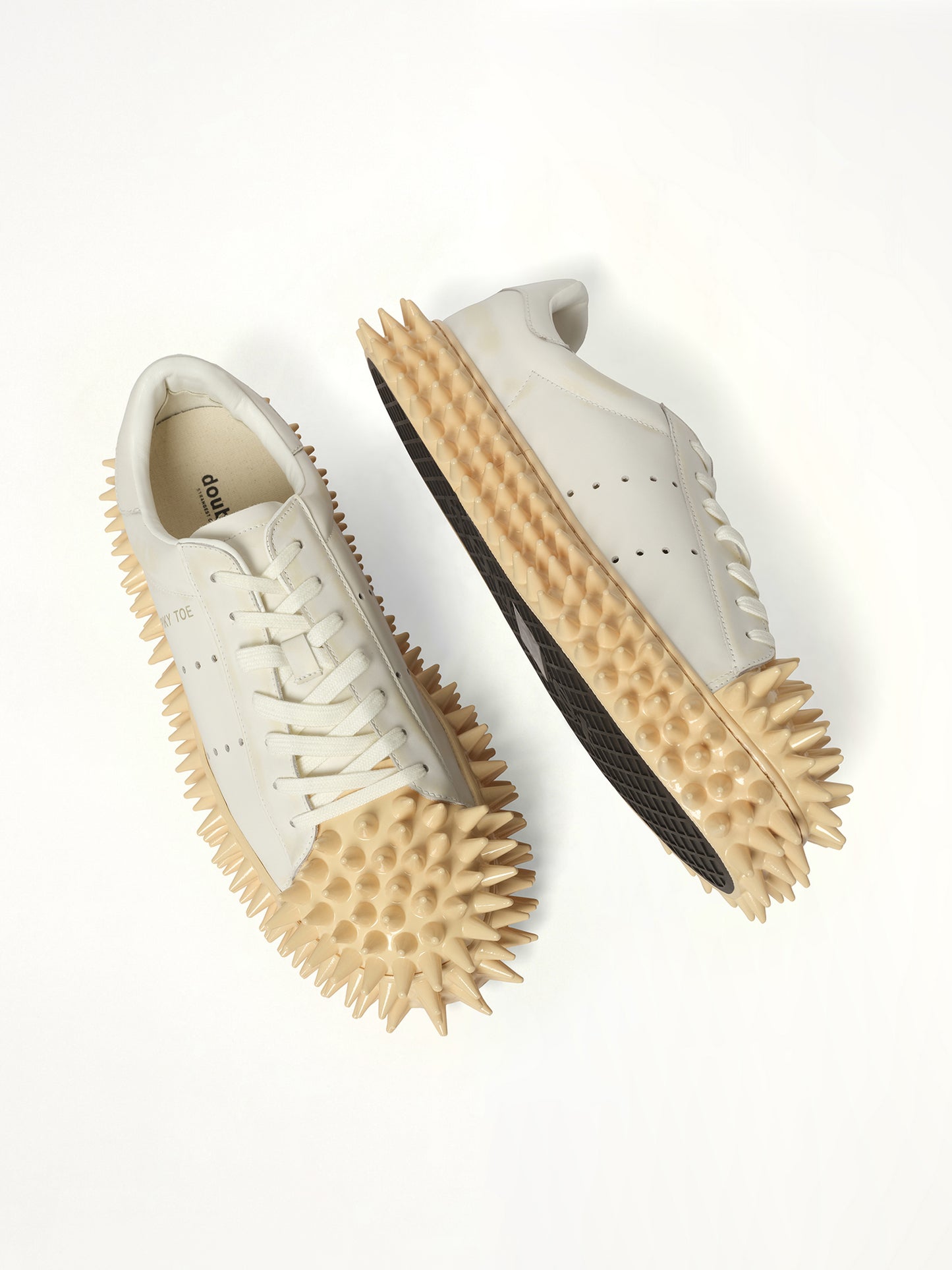 Spiky Leather Sneaker in White