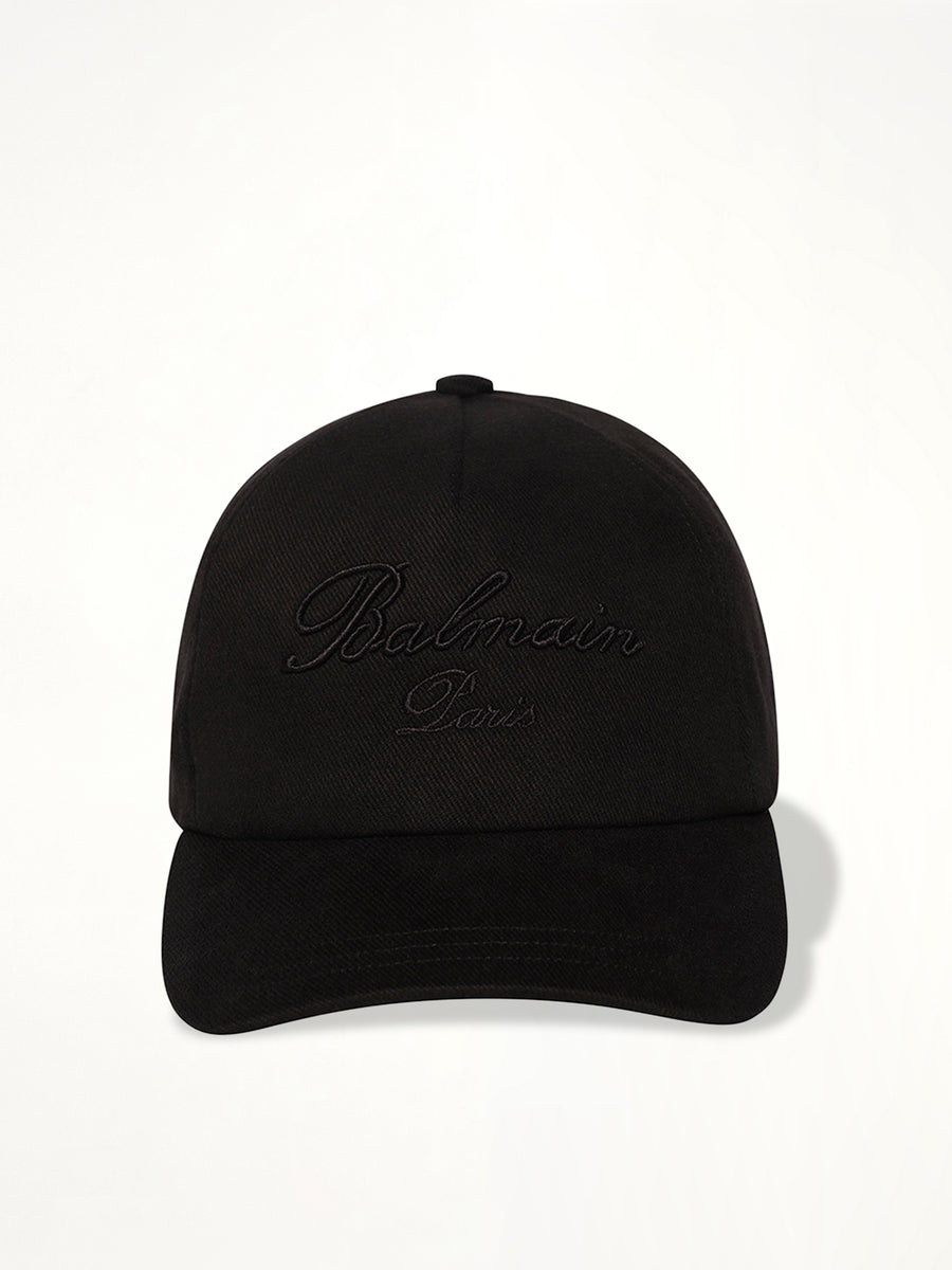 Balmain Signature Cotton Cap in Black