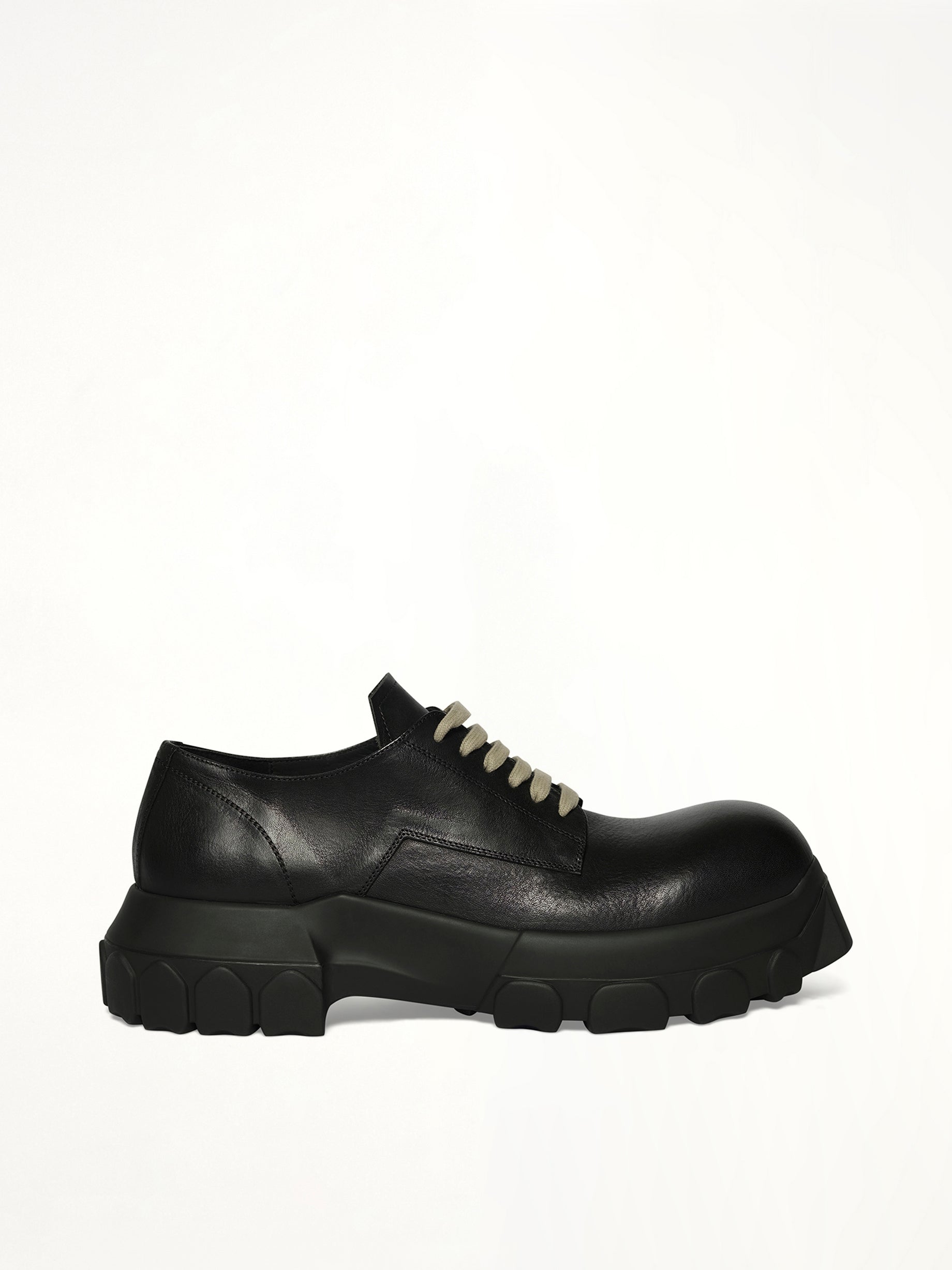Laceup Bozo Tractor in Black Side View | RICK OWENS