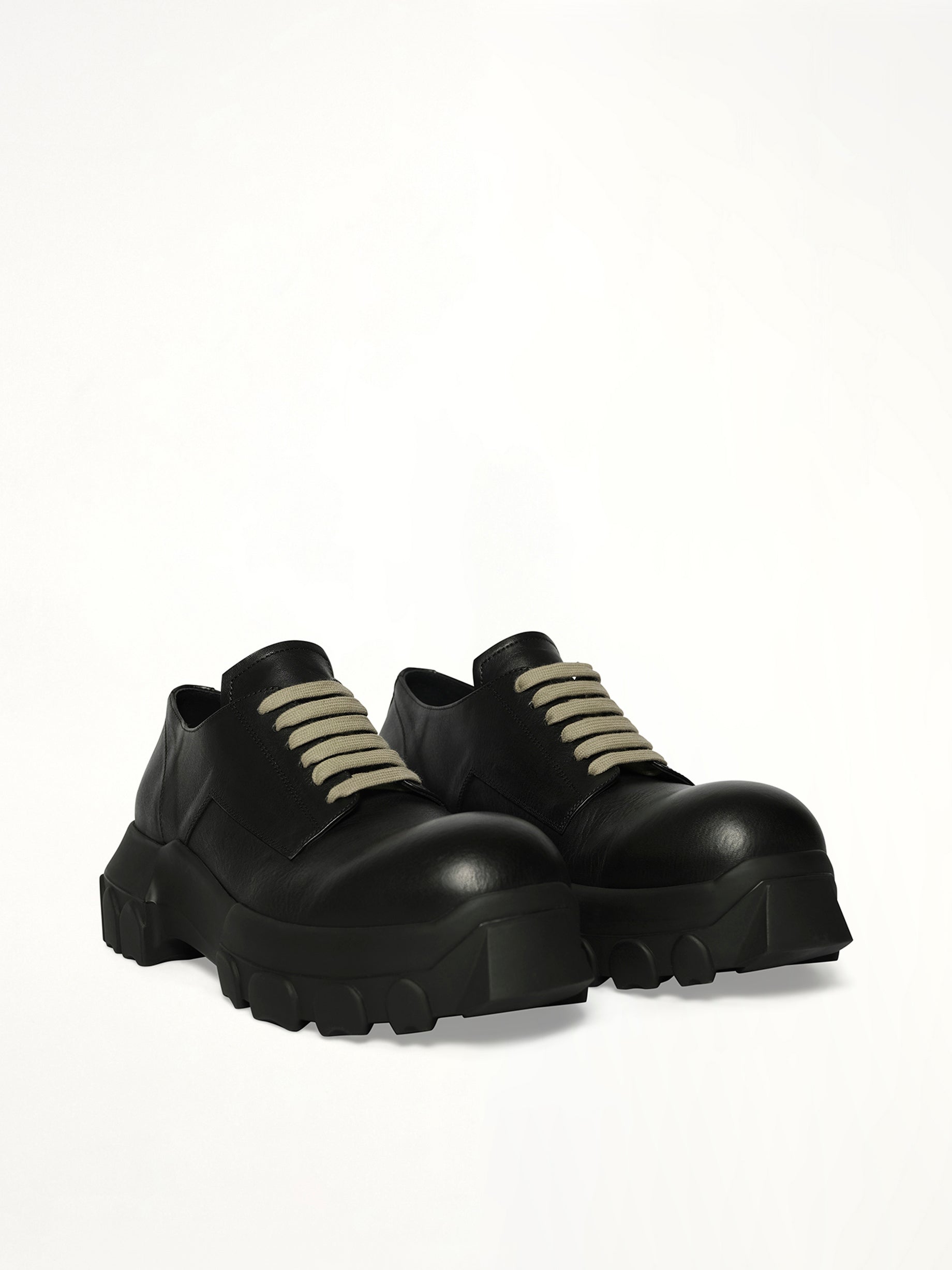 Laceup Bozo Tractor in Black Front View | RICK OWENS