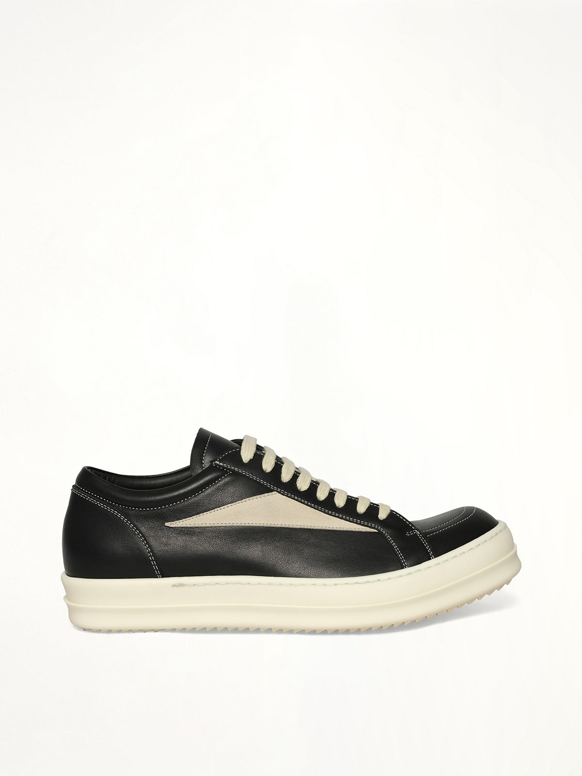 Vintage Sneaks in Black/Milk/Milk Side View | RICK OWENS