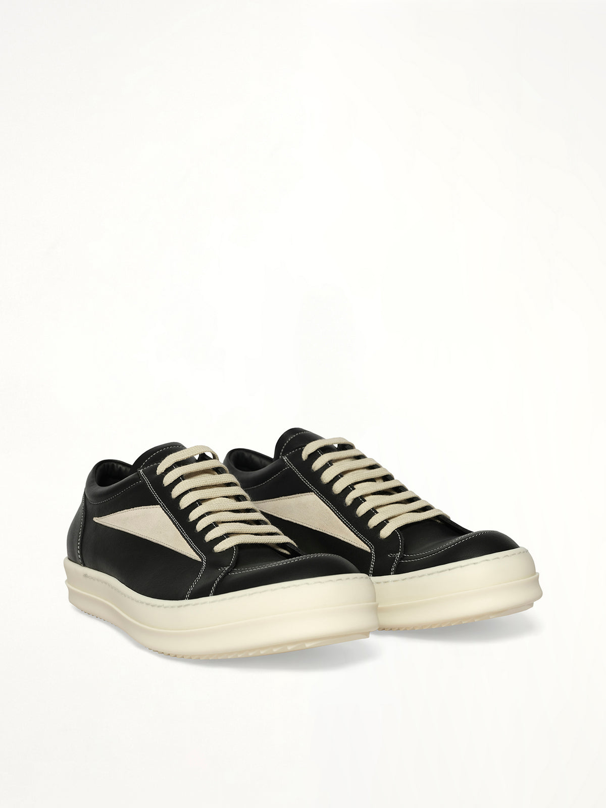 Vintage Sneaks in Black/Milk/Milk Front View | RICK OWENS