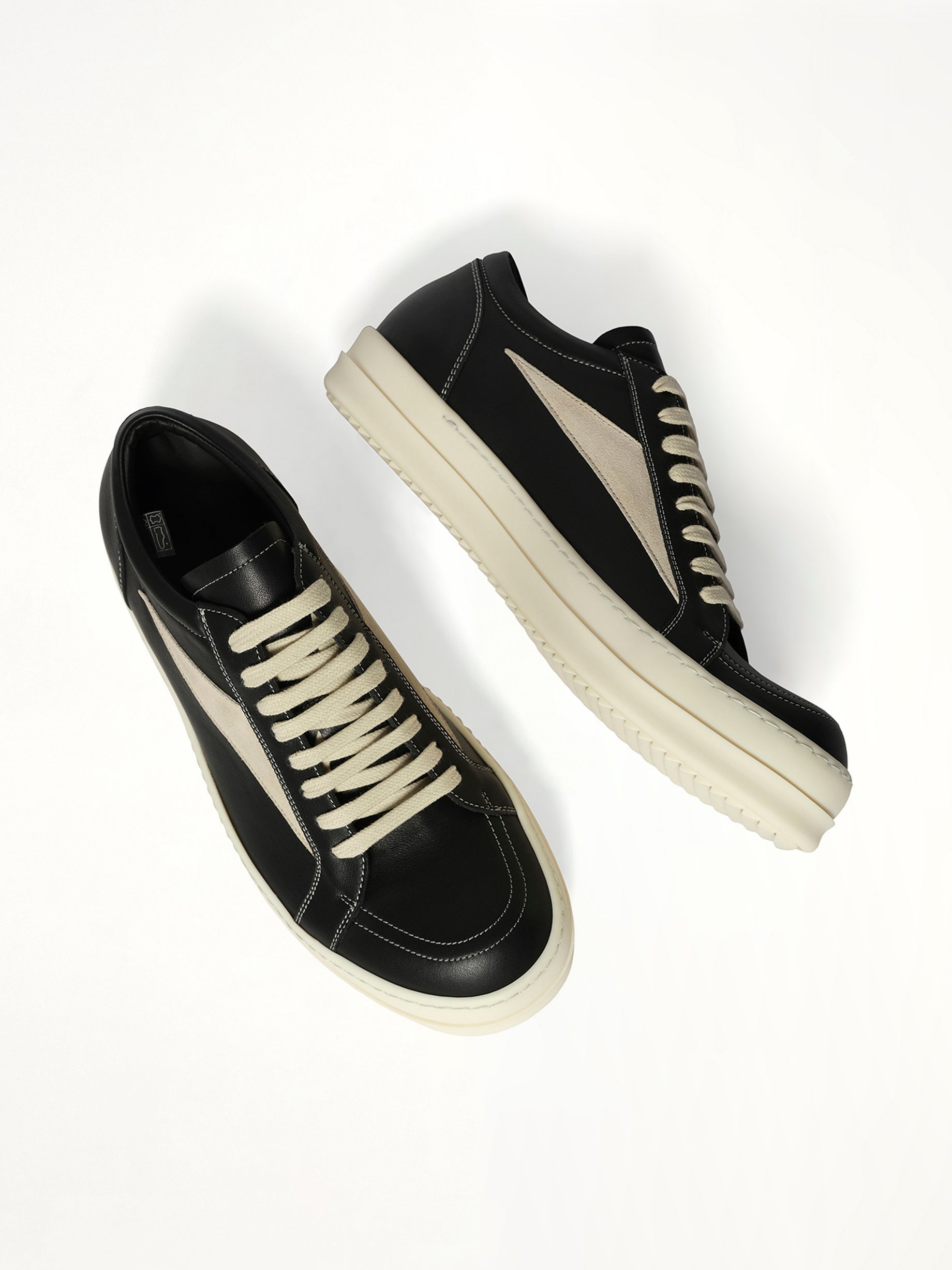 Vintage Sneaks in Black/Milk/Milk Top View | RICK OWENS