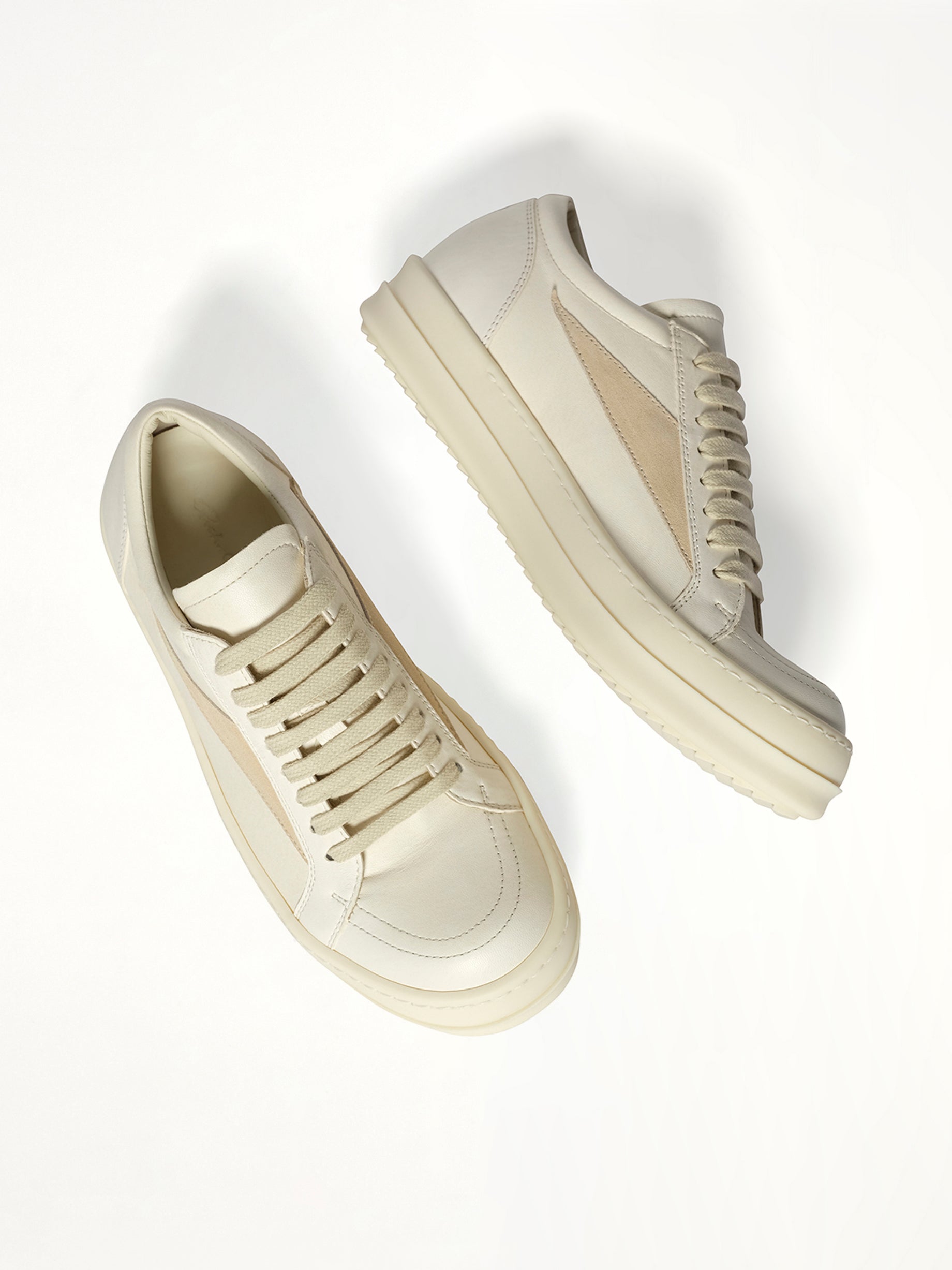 Vintage Sneaks in Milk/Milk/Milk Top View | RICK OWENS