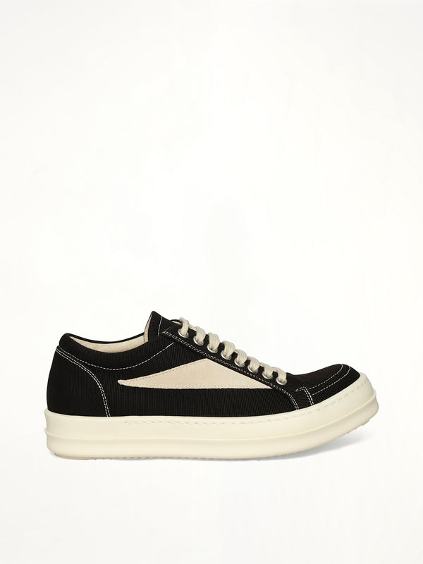 Vintage Sneaks in Black/Milk/Milk Side View | RICK OWENS DRKSHDW