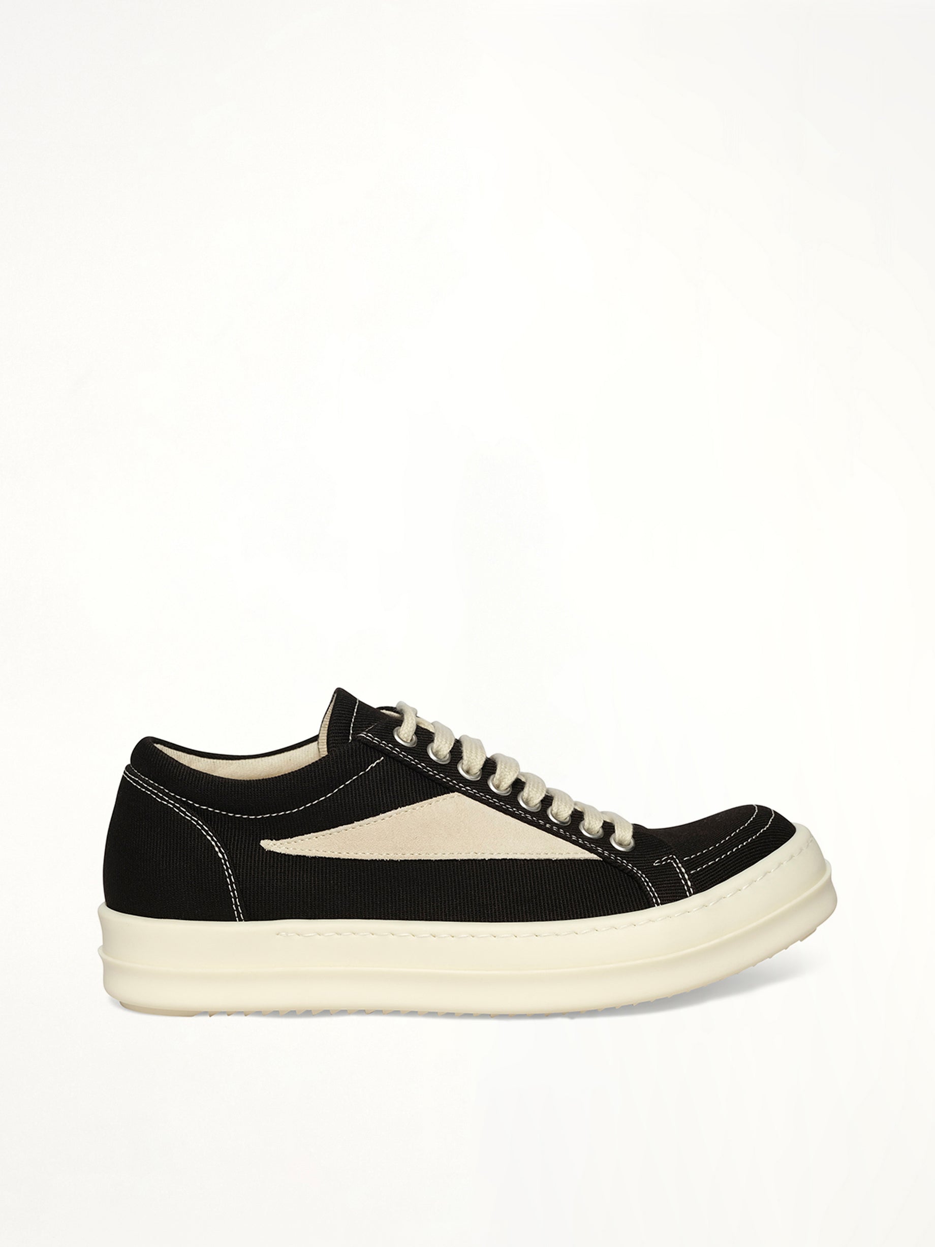 Vintage Sneaks in Black/Milk/Milk Side View | RICK OWENS DRKSHDW