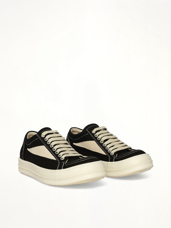 Vintage Sneaks in Black/Milk/Milk Front View | RICK OWENS DRKSHDW
