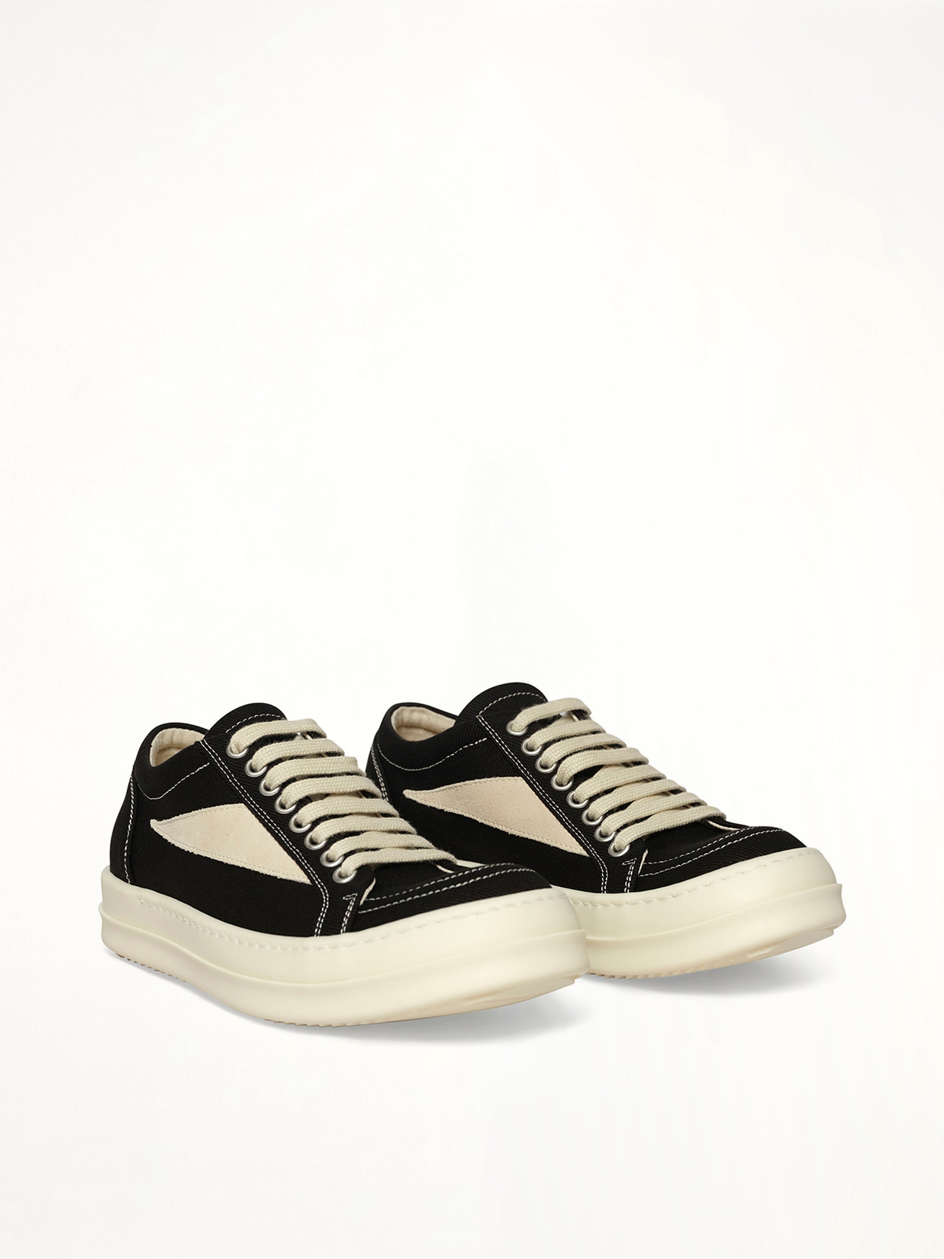 Vintage Sneaks in Black/Milk/Milk Front View | RICK OWENS DRKSHDW