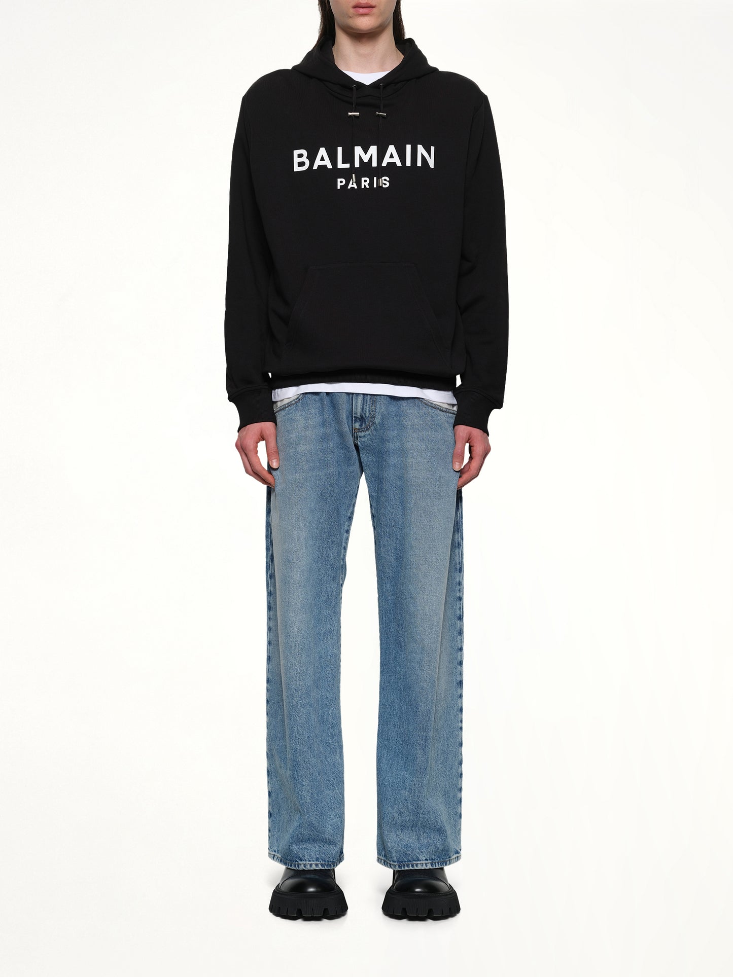 Logo Printed Hoodie in Black/White