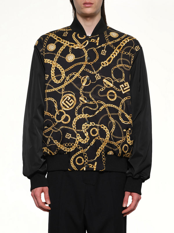 AO Chain and Monogram Reversible Jacket in Black/Gold