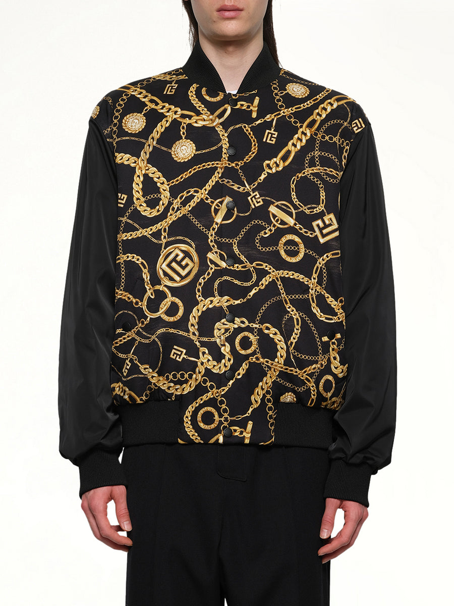 AO Chain and Monogram Reversible Jacket in Black/Gold