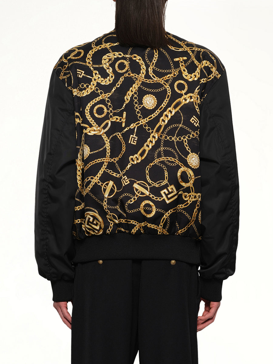 AO Chain and Monogram Reversible Jacket in Black/Gold