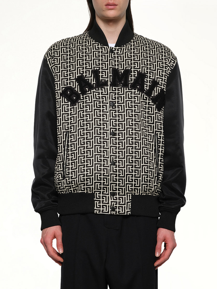 Monogram Varsity Jacket in Black/White