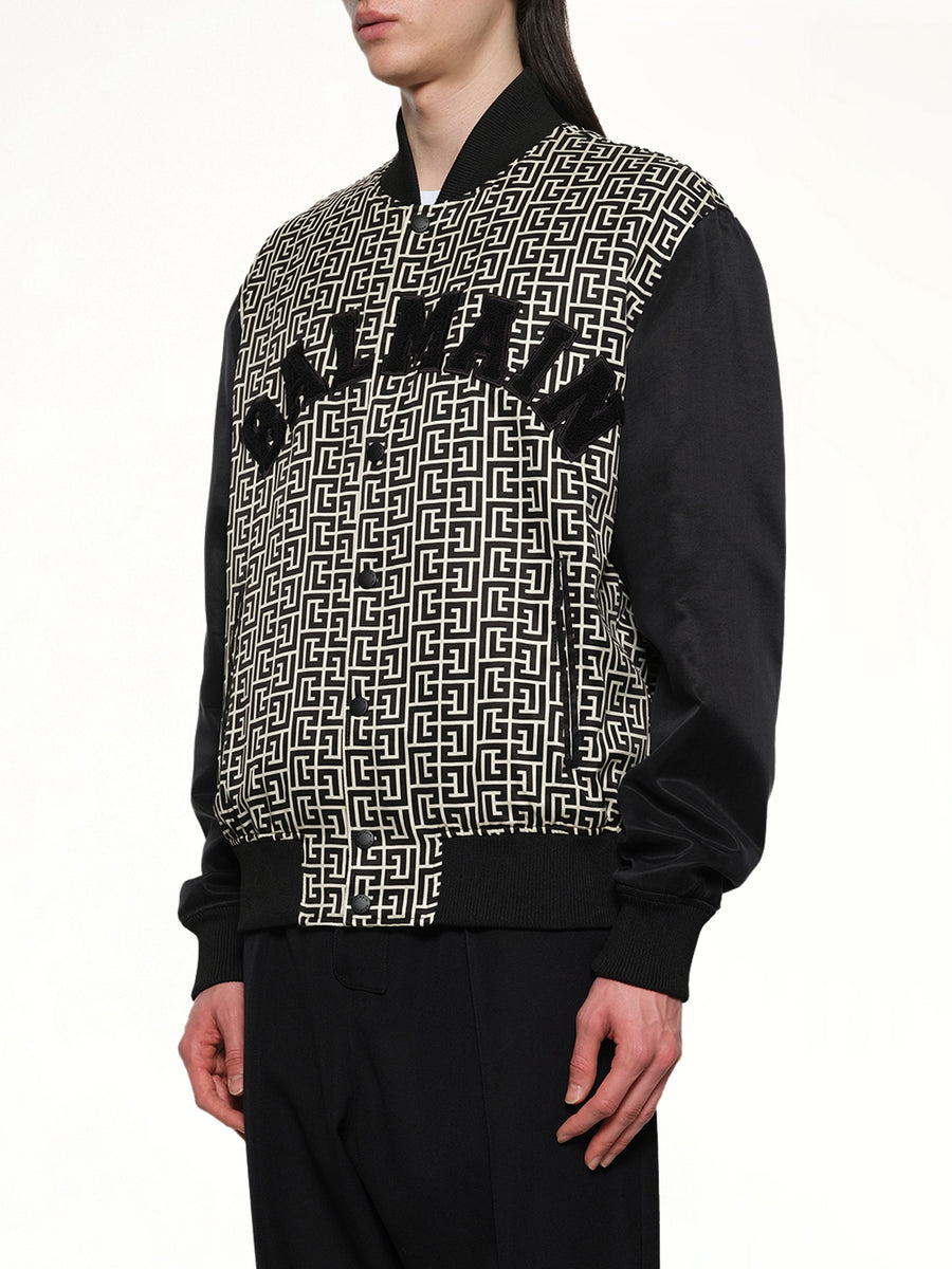 Monogram Varsity Jacket in Black/White
