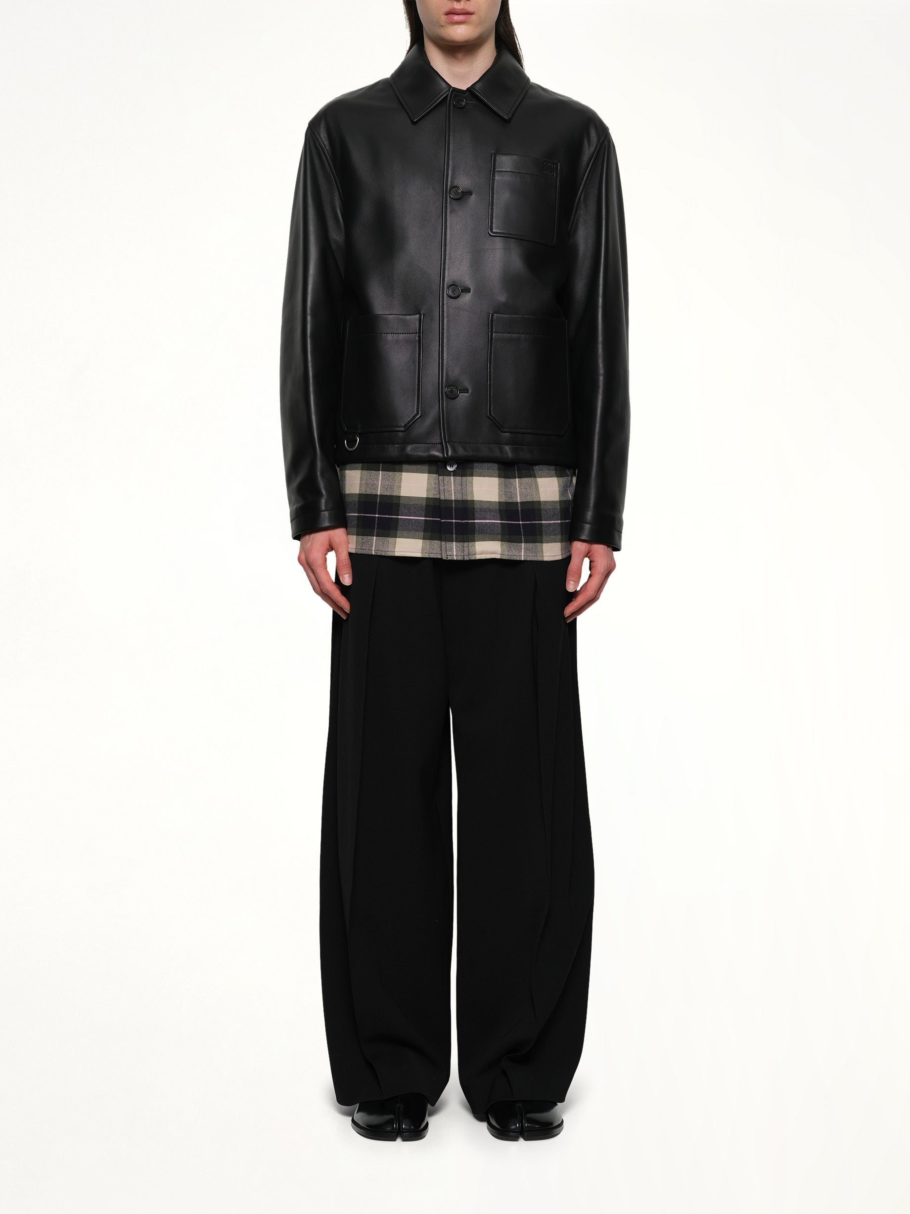 Leather Workwear Jacket in Black