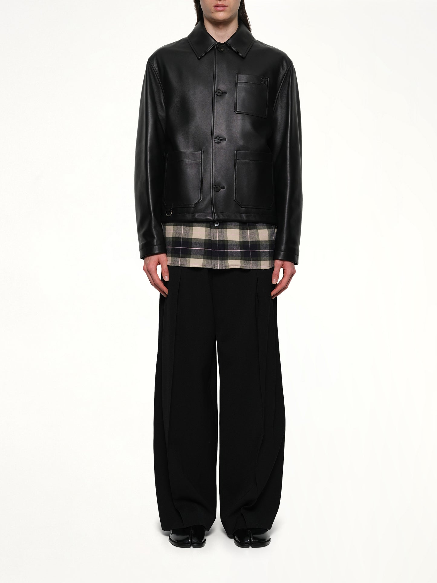 Leather Workwear Jacket in Black