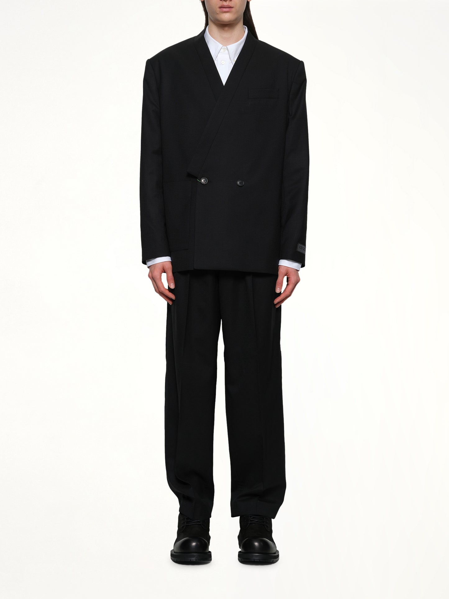 Kenzo Weave Kimono Tailored Jacket in Black