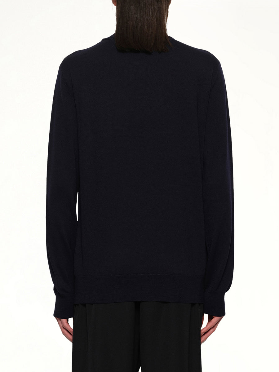 Balmain Big Stamp Knit Sweater in Navy/White