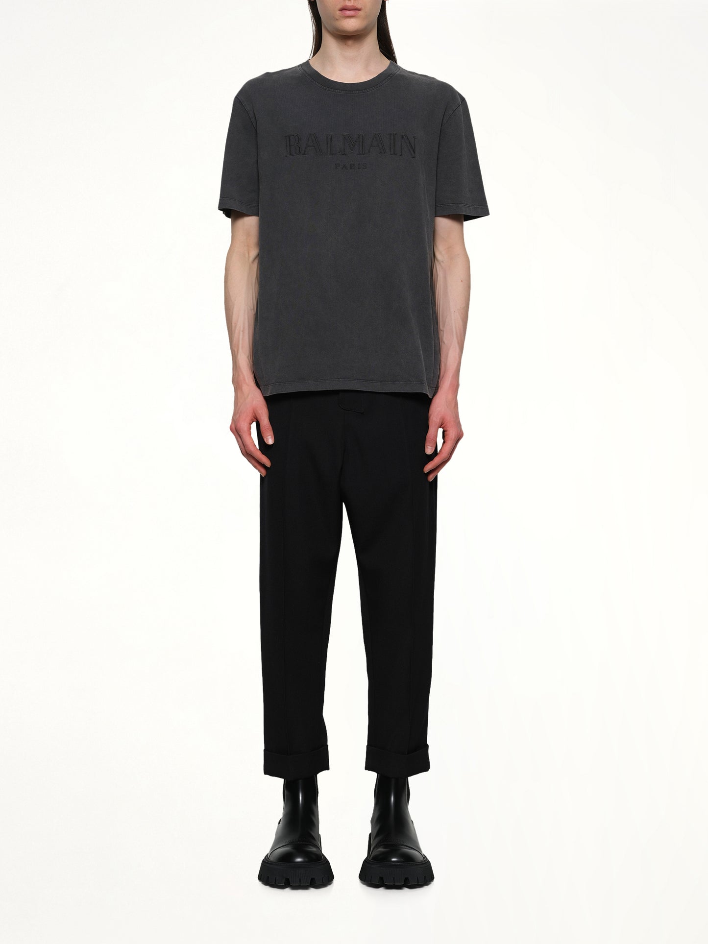 Balmain Vintage Emblem T-Shirt in Vintage Black