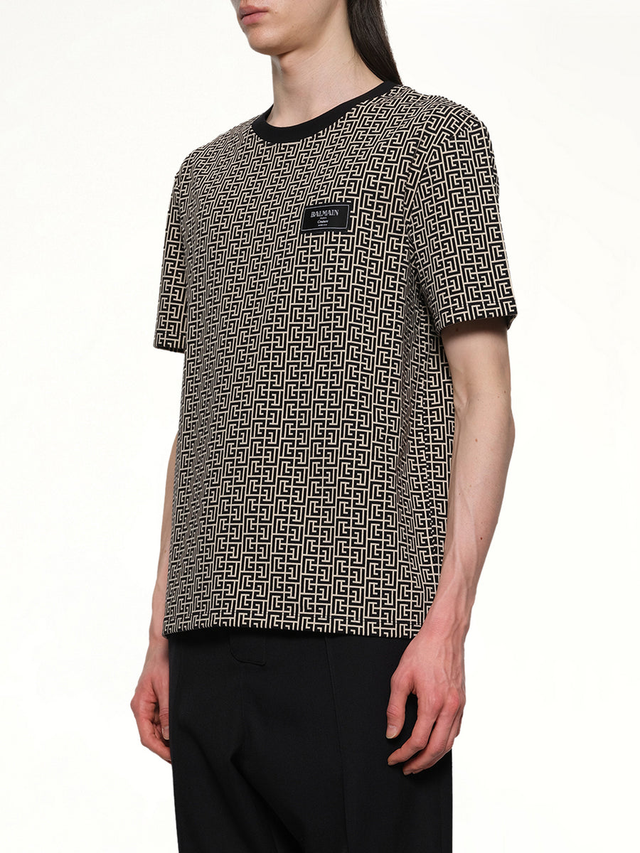 Monogram Couture Label Regular T-Shirt in Ivory/Black