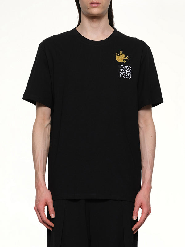 ブラックのフロッグリラックスフィットTシャツ