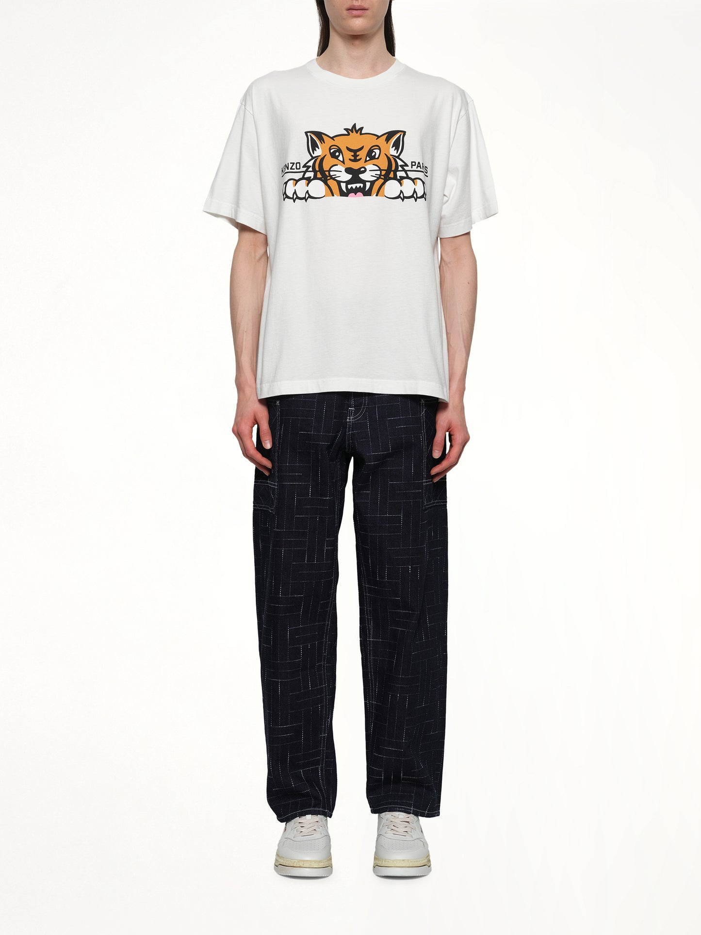 Kenzo Happy Tiger Oversize T-Shirt in Off White