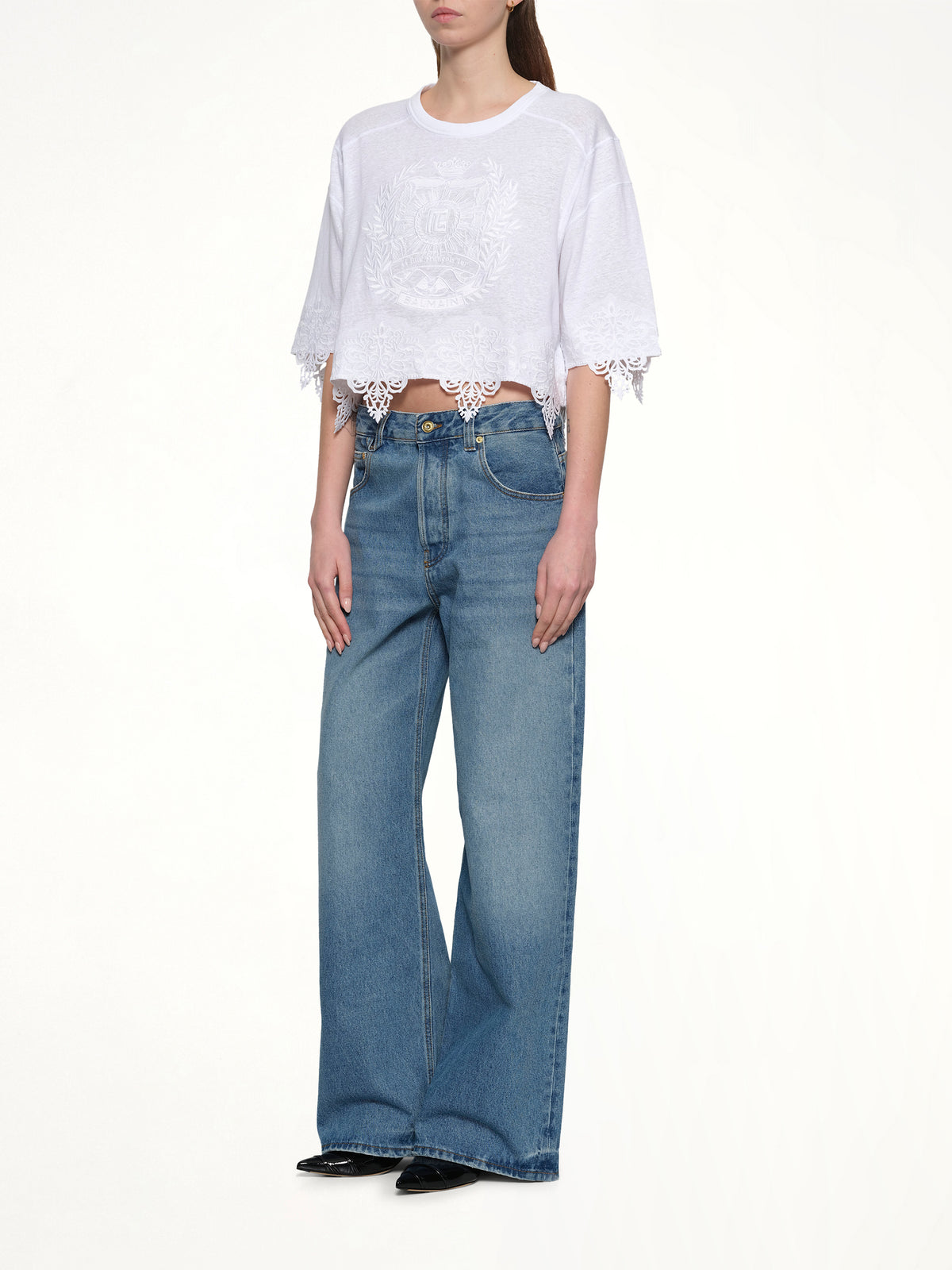Balmain Emblem Baseball T-Shirt in White