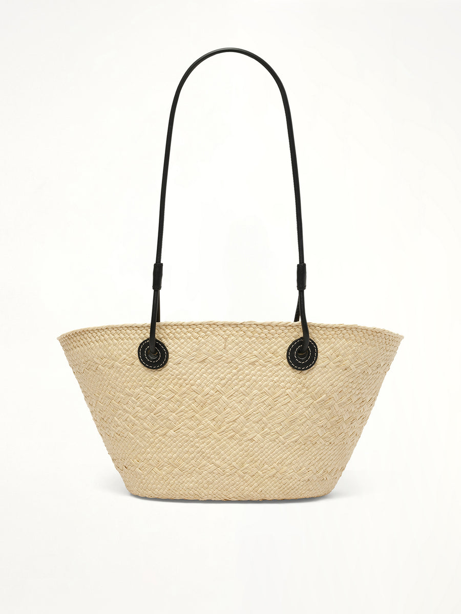 Anagram Basket Small Bag in Natural/Black