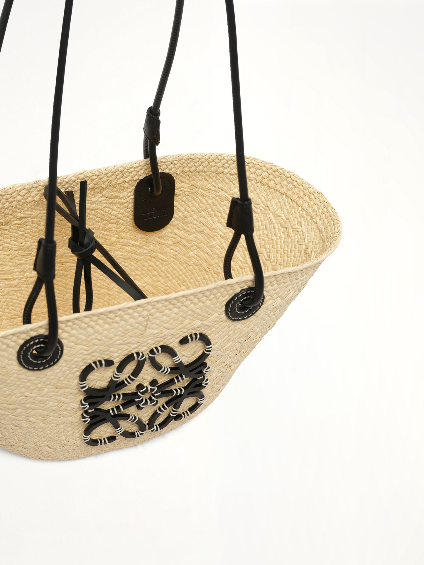 Anagram Basket Small Bag in Natural/Black