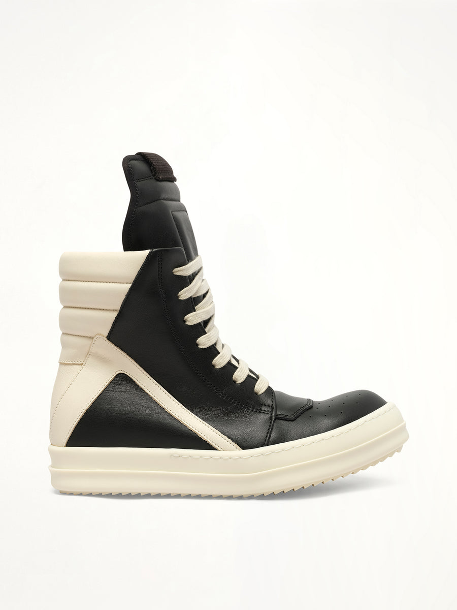 Geobasket in Black/Milk/Milk Side View | RICK OWENS