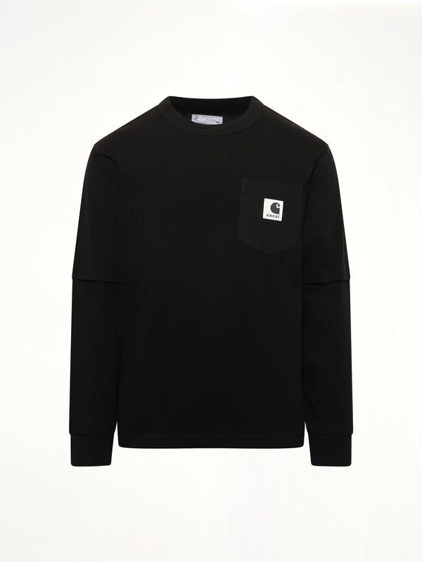 Carhartt WIP 黑色棉质平纹长袖 T 恤