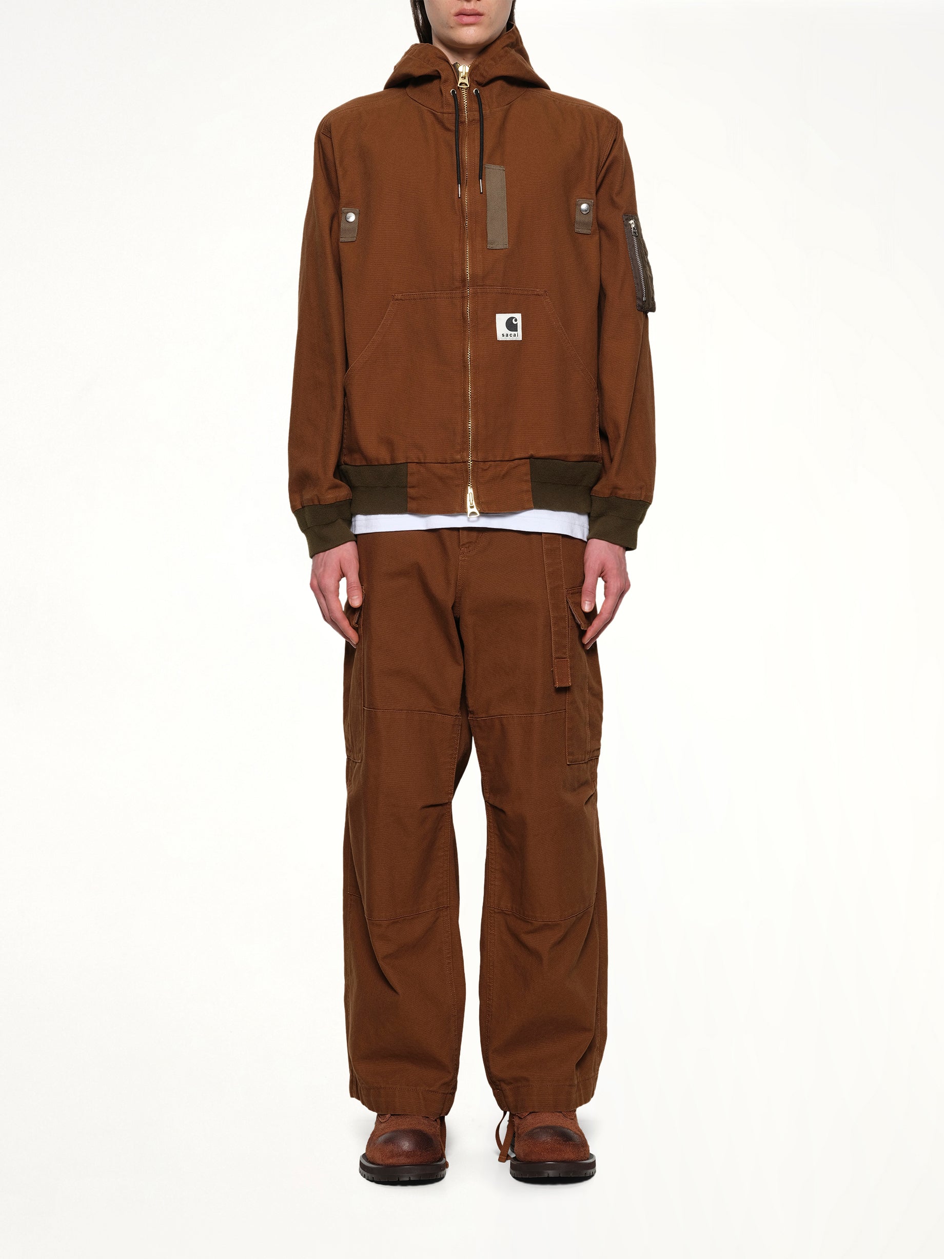 Carhartt WIP Washed Duck Hooded Blouson in Dark Beige