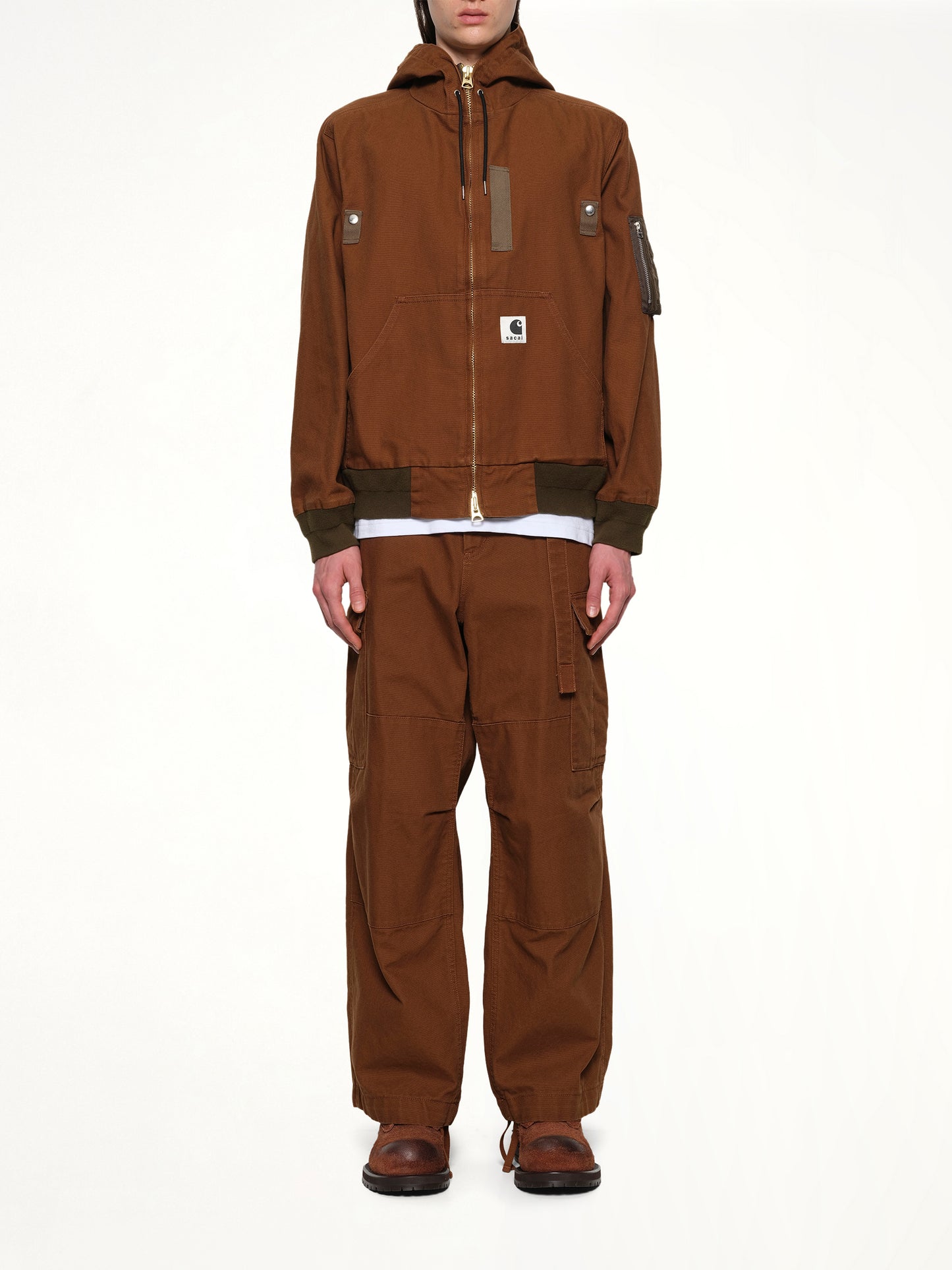 Carhartt WIP Washed Duck Hooded Blouson in Dark Beige