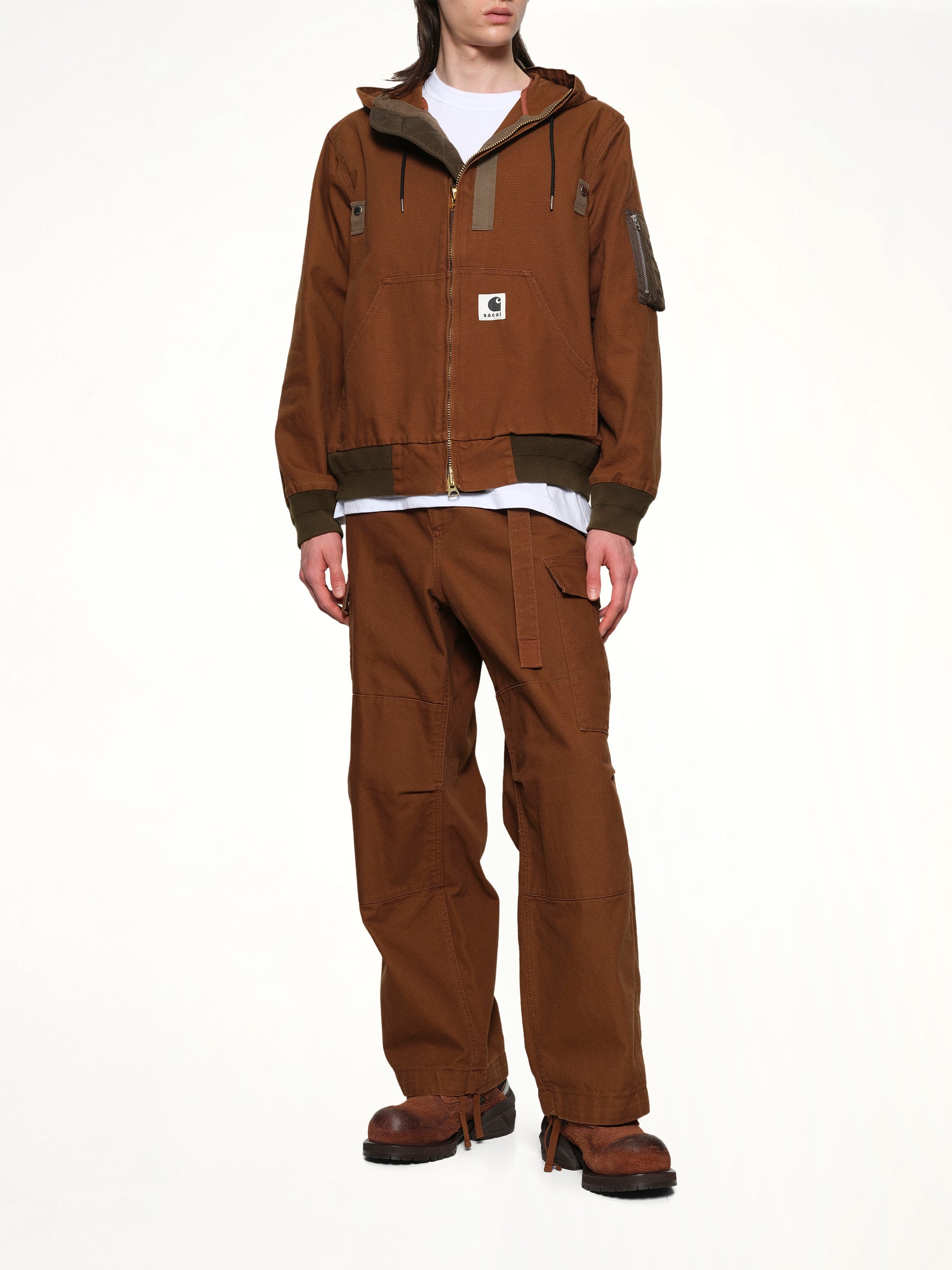 Carhartt WIP Washed Duck Hooded Blouson in Dark Beige