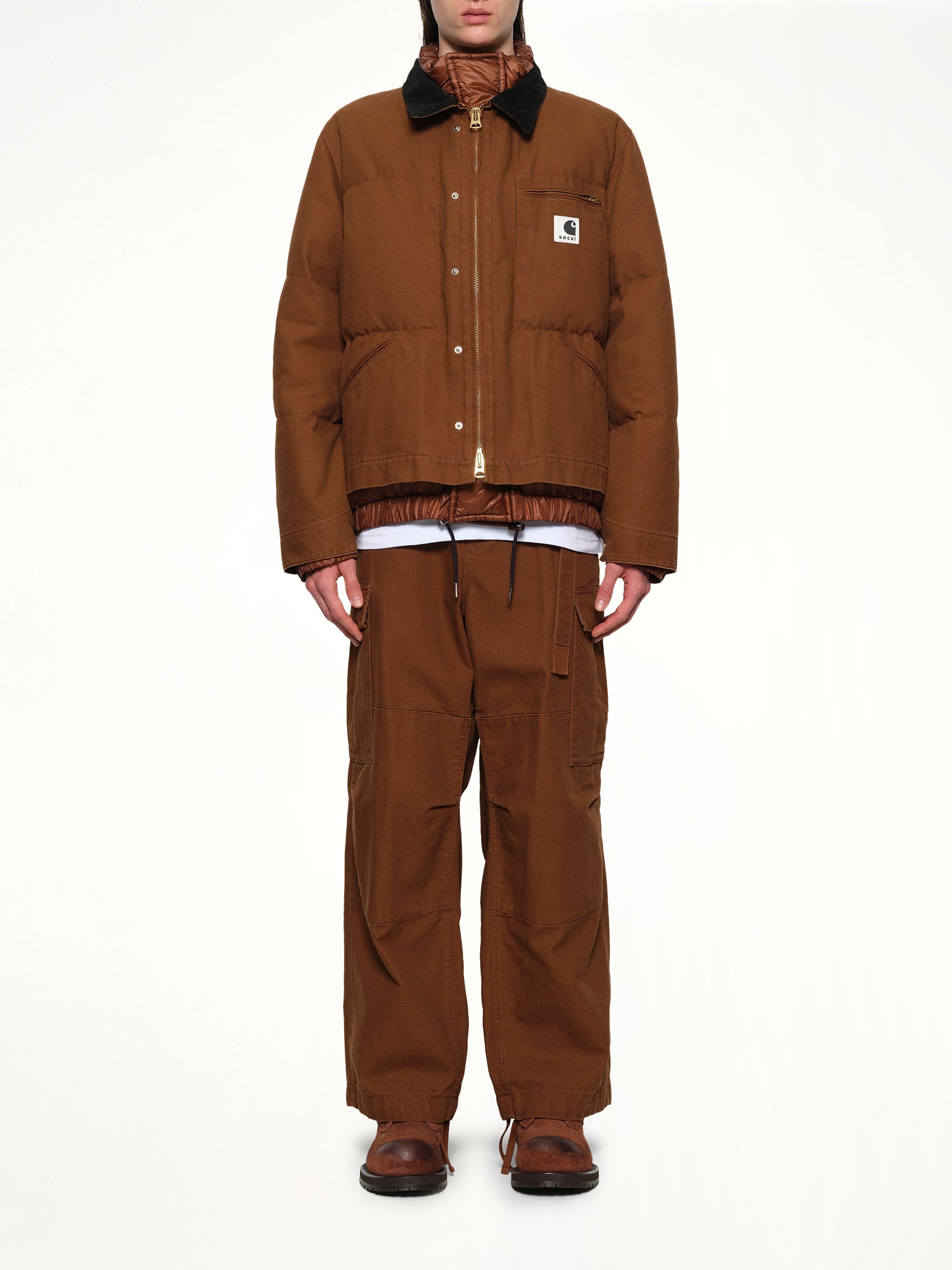 Carhartt WIP Washed Duck Puffer Jacket in Dark Beige