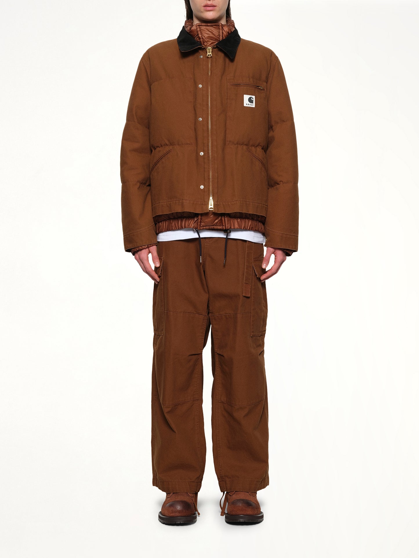 Carhartt WIP Washed Duck Puffer Jacket in Dark Beige