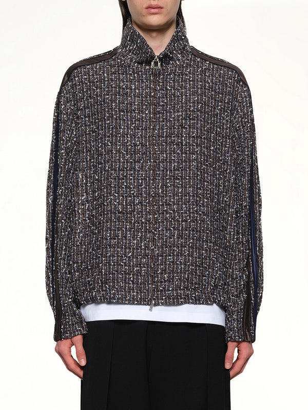 Tweed Track Jacket in Blue