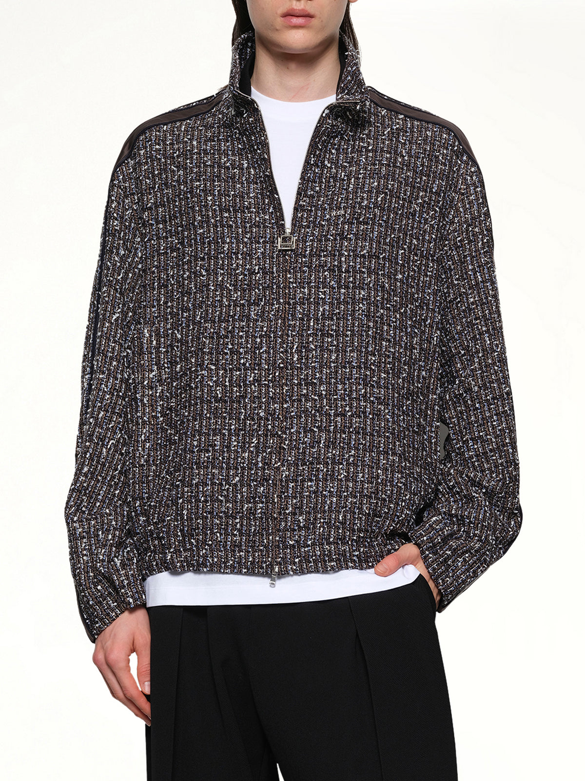 Tweed Track Jacket in Blue