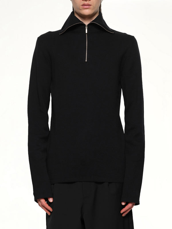 Zip Up Turtle Neck in Black