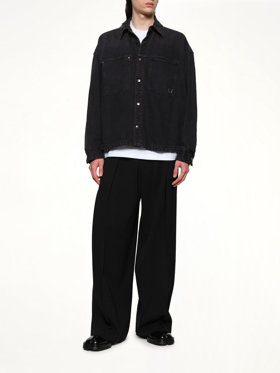 Double Pocket Denim Shirt in Black