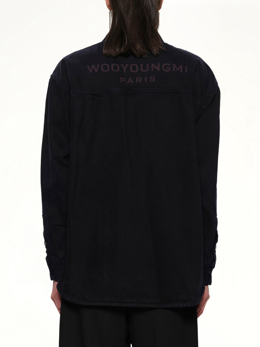 Logo Denim Shirt in Navy